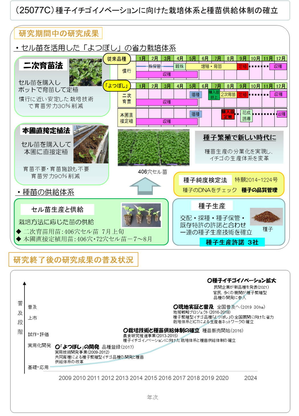 (25077C) 種子イチゴイノベーションに向けた栽培体系と種苗供給体制の確立