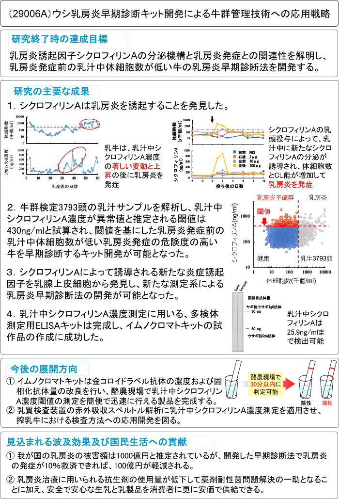 ウシ乳房炎早期診断キット開発による牛群管理技術への応用戦略