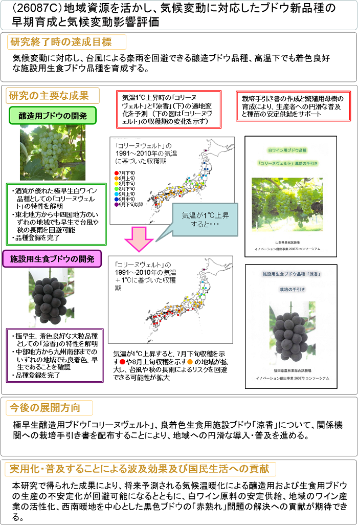 地域資源を活かし、気候変動に対応したブドウ新品種の早期育成と気候変動影響評価