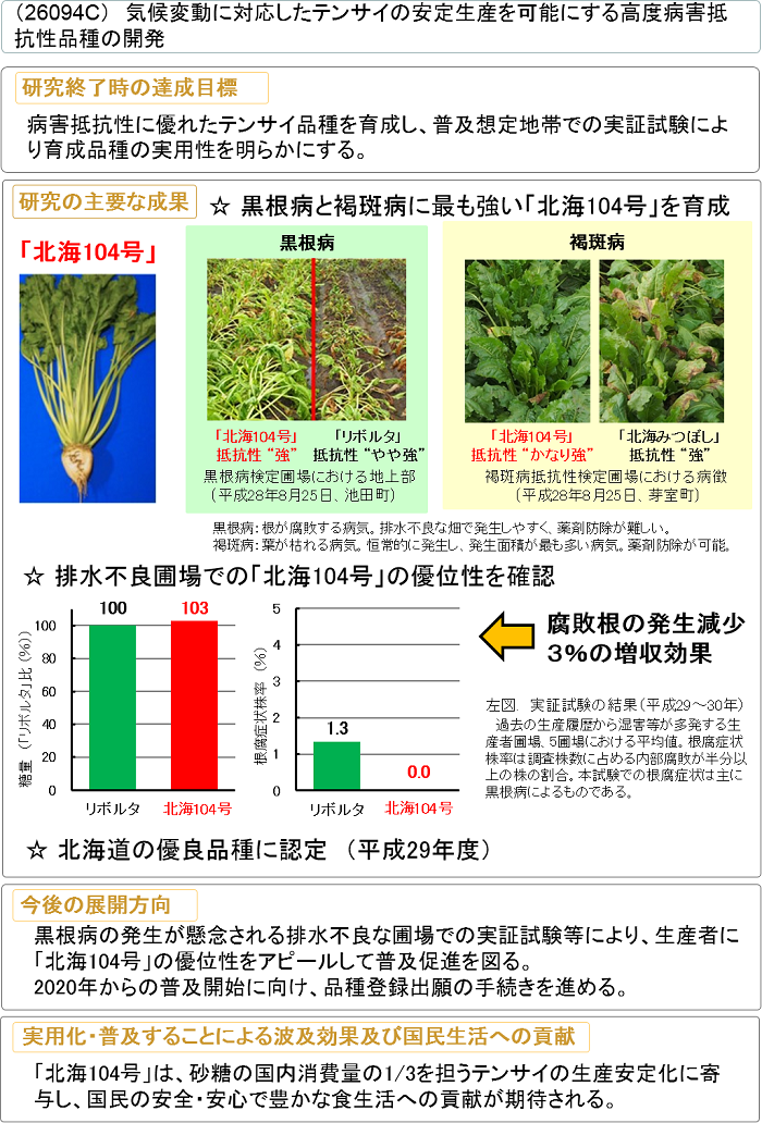 気候変動に対応したテンサイの安定生産を可能にする高度病害抵抗性品種の開発