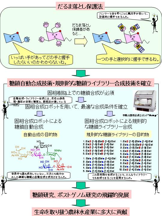 生物機能の解明と活用のための糖鎖自動合成技術及び、規則的な糖鎖ライブラリー合成技術の確立