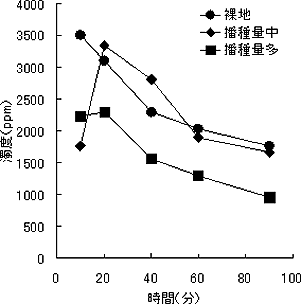 図4 植生の播種量と濁度の推移(シグナルグラス)