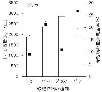 図7 緑肥作物の種類とバレイショ収量