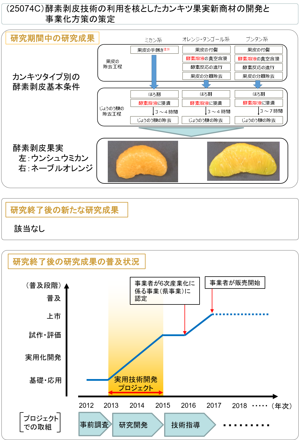 (25074C) 酵素剥皮技術の利用を核としたカンキツ果実新商材の開発と事業化方策の策定