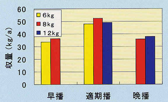 播種期・播種量が収量に及ぼす影響(福島農試)