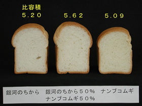 「銀河のちから」ブレンドのパンの比較写真