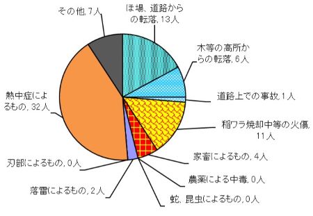 図９　原因別事故発生状況　＜農業機械・施設以外の事故＞