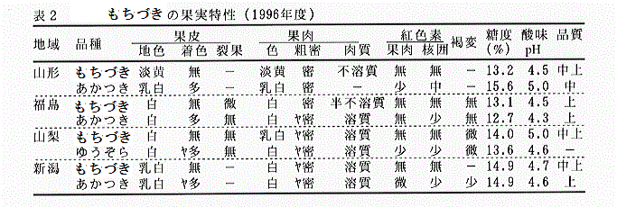 もちづきの果実特性2