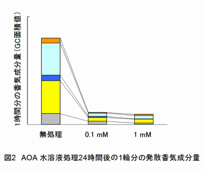 図2 AOA水溶液処理24時間後の1輪分の発散香気成分量
