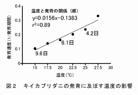 図2 キイカブリダニの発育に及ぼす温度の影響