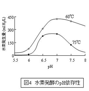 図4 水素発酵のpH依存性