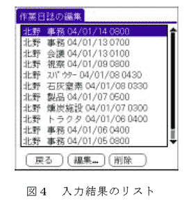 図4 入力結果のリスト