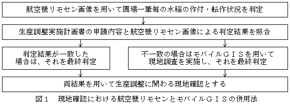 図1 現地確認における航空機リモセンとモバイルGISの併用法