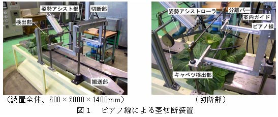 図1 ピアノ線による茎切断装置