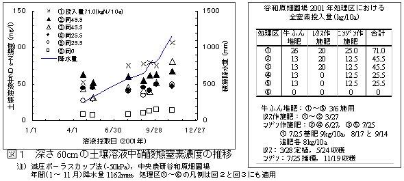 図1 深さ60cmの土壌溶液中硝酸態窒素濃度の推移