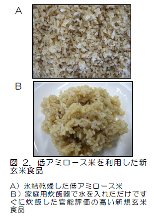 図2.低アミロース米を利用した新玄米食品