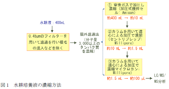 図1 水耕培養液の濃縮方法