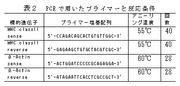 表2 PCR で用いたプライマーと反応条件