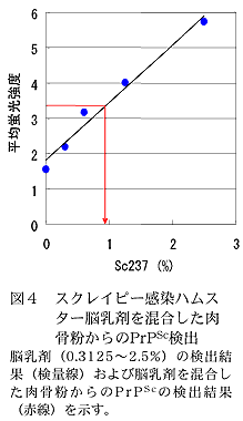 図4 スクレイピー感染ハムスター脳乳剤を混合した肉骨粉からのPrPSc検出