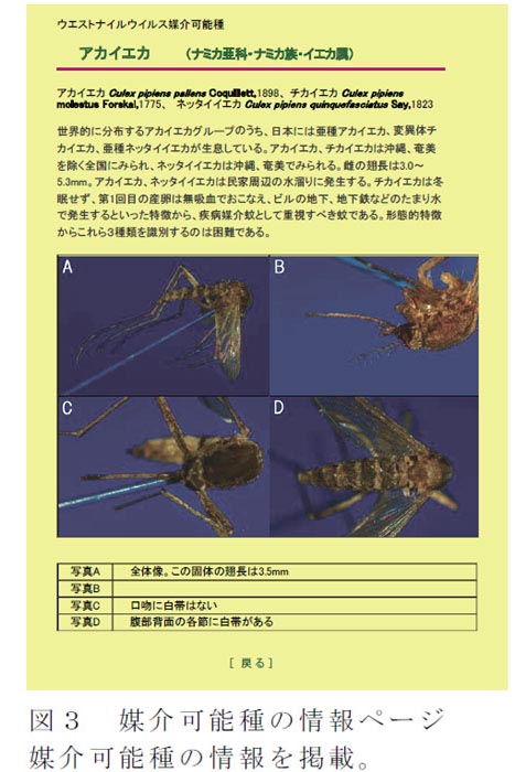 図3 媒介可能種の情報ページ