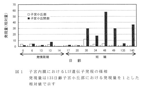 図1.子宮内膜におけるLIF遺伝子発現の様相