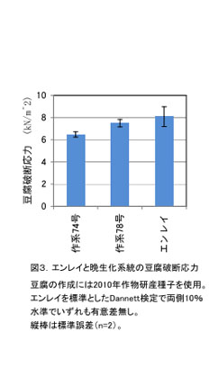 図3 エンレイと晩成化系統の豆腐破断能力