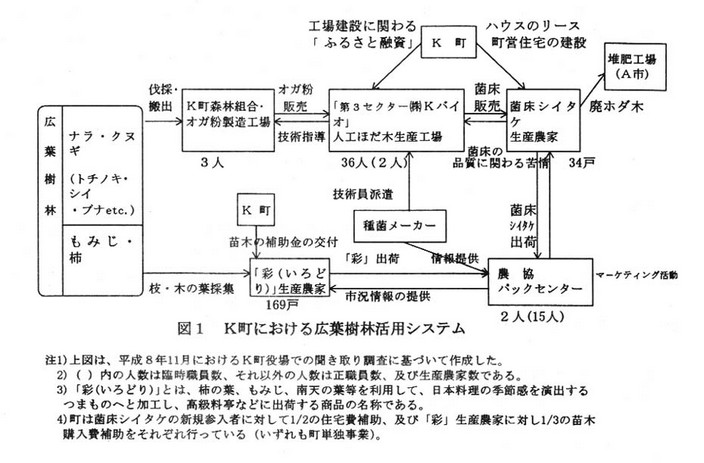 図1 K町における広葉樹林活用システム