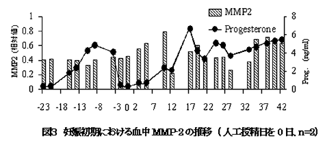 図3 妊娠初期における血中MMP-2の推移