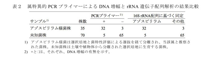 表2 属特異的PCRプライマーによるDNA増幅とrRNA遺伝子配列解析の結果比較