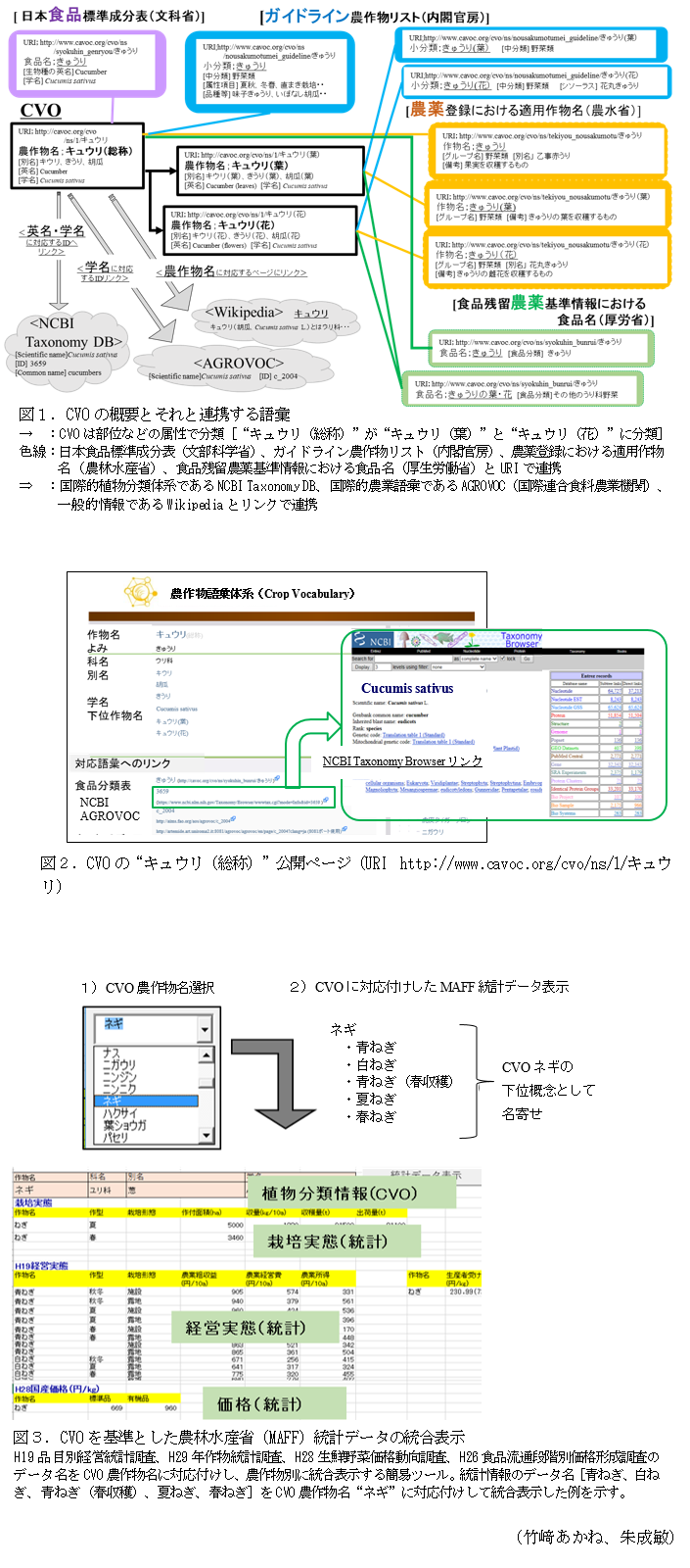 図1.CVOの概要とそれと連携する語彙,図2.CVOの