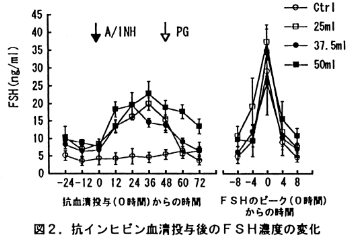 図2 抗インヒビン血清投与後のFSH濃度の変化