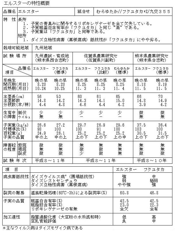 表1 エルスターの特性概要