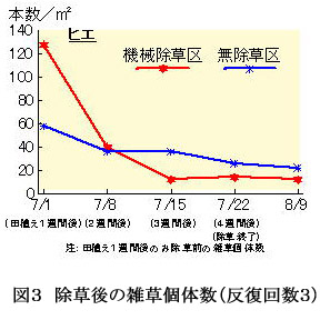 図3 除草後の雑草個体数(反復回数3)