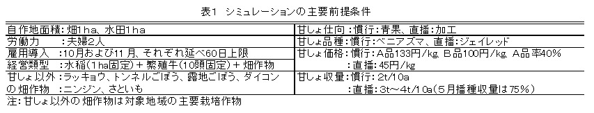 表1 シミュレーションの主要前提条件