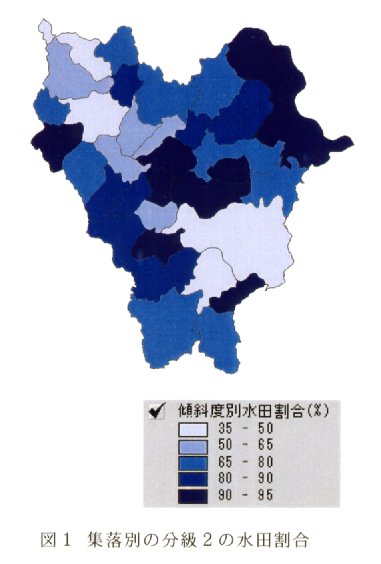 図1.集落別の分級2の水田割合
