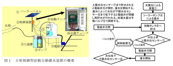 図1日射制御型拍動自動灌水装置の概要