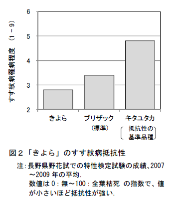 図2「きよら」のすす紋病抵抗性