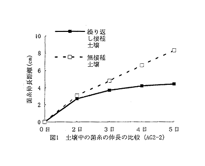 図1 土壌中の菌糸の伸長の比較