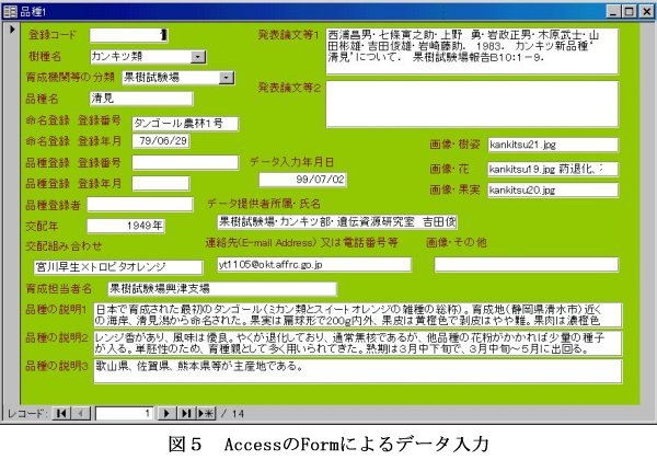 図5 AccessのFormによるデータ入力