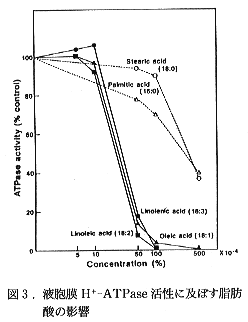 図3 液胞膜H+-ATPase活性に及ぼす脂肪酸の影響