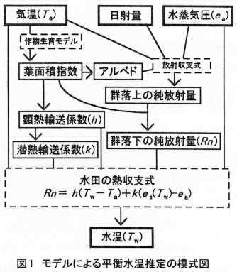 図1 モデルによる平衡水温推定の模式図