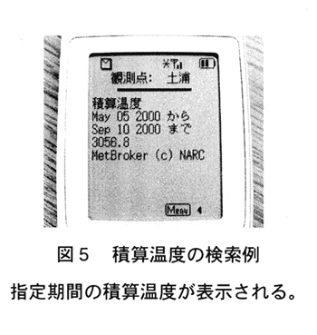 図5:積算温度の検索例指定期間の積算温度が表示される。