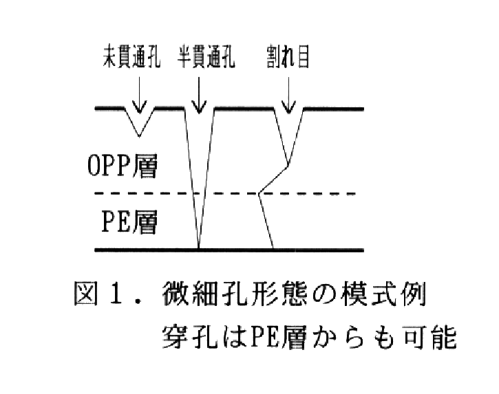 図1.微細孔形態の模式例 穿孔はPE層からも可能