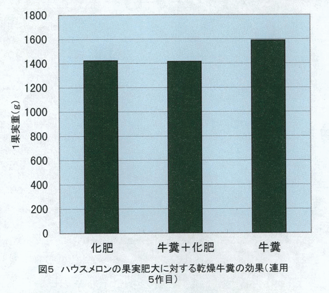 図5
:ハウスメロンの果実肥大に対する乾燥牛糞の効果(連用5作目)