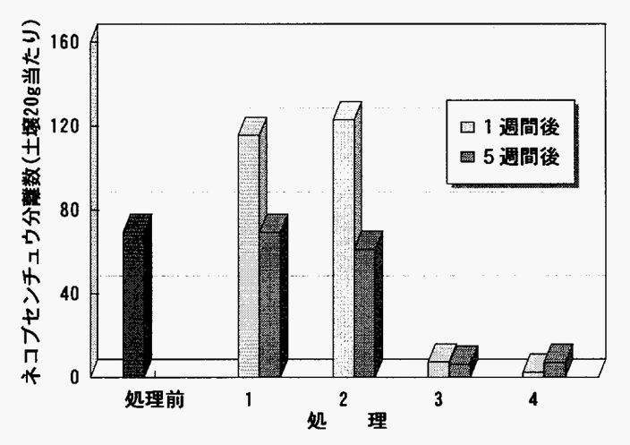 図1:土壌のメチオニン処理とネコブセンチュウ密度