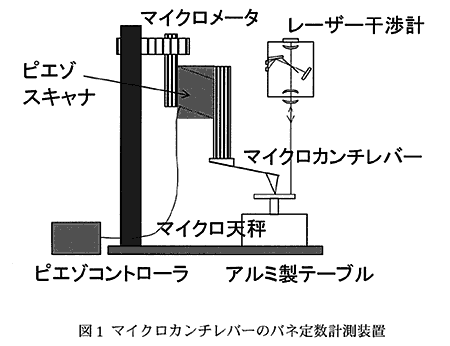 図1 マイクロカンチレバーのバネ定数計測装置