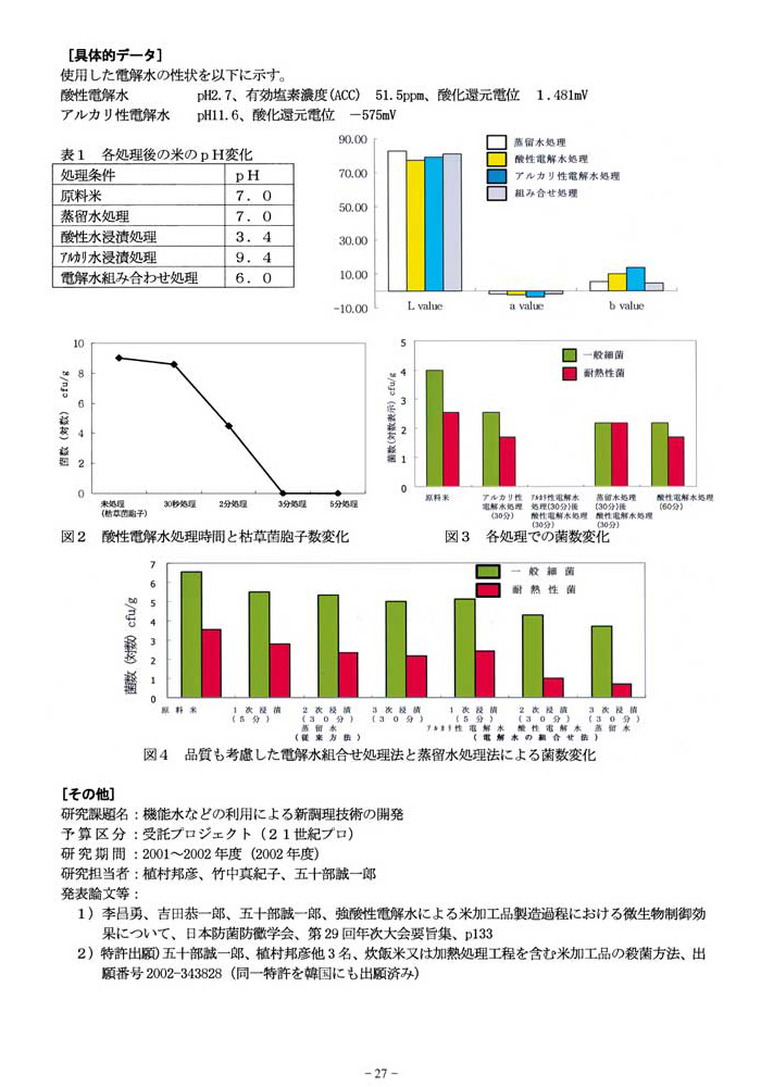電解水処理による炊飯米など米加工品の殺菌処理2