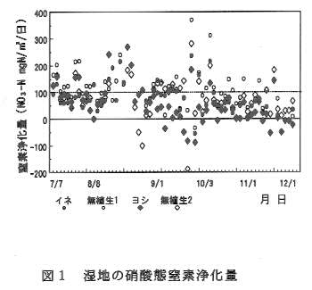 図1.湿地の硝酸態窒素浄化量