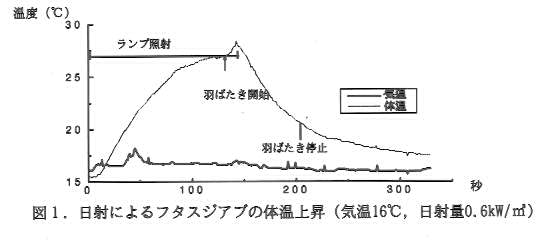 図1.日射によるフタスジアブの体温上昇