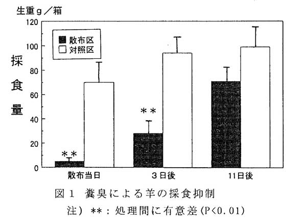図1 糞臭による羊の採食抑制